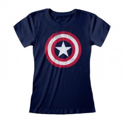 Camiseta Marvel Comics Captain America - Shield Distressed - Mujer - Talla Adulto TALLA CAMISETA S
