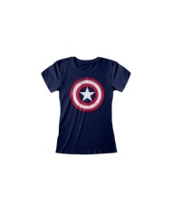 Camiseta Marvel Comics Captain America - Shield Distressed - Mujer - Talla Adulto TALLA CAMISETA M