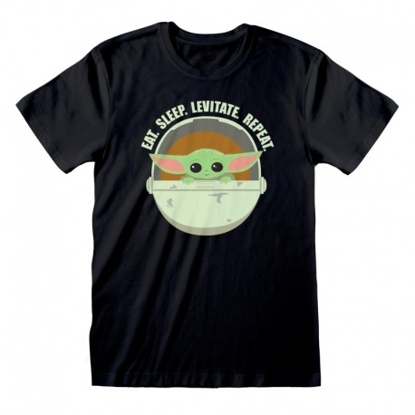 Camiseta Star Wars : Mandalorian, The - Eat Sleep Levitate - Unisex - Talla Adulto TALLA CAMISETA M