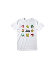 Camiseta Nintendo Super Mario - Items - Talla Adulto TALLA CAMISETA L