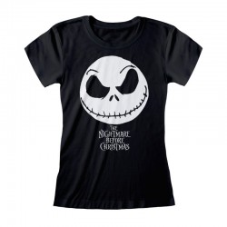 Camiseta Nightmare Before Christmas - Jack Face & Logo - Mujer - Talla Adulto TALLA CAMISETA S