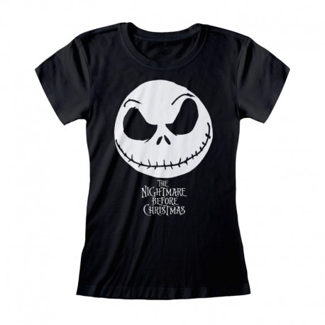 Camiseta Nightmare Before Christmas - Jack Face & Logo - Mujer - Talla Adulto TALLA CAMISETA L