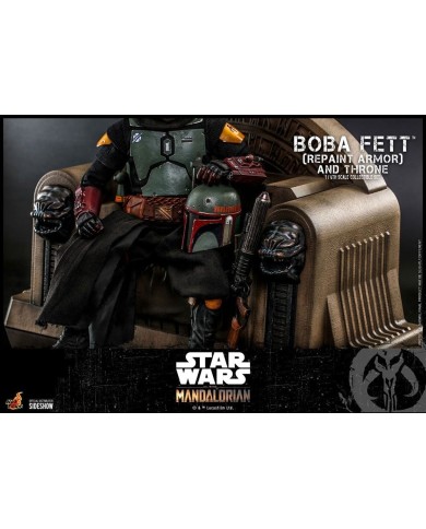 Boba Fett (Repaint Armor) and Throne - Star Wars The Mandalorian Figura 1/6