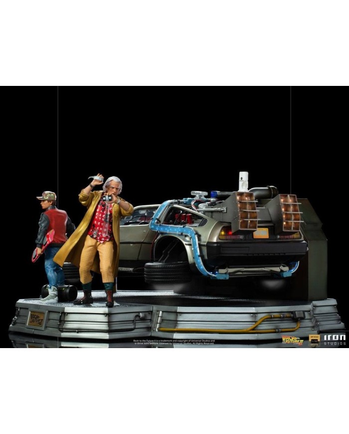Full Set Deluxe: DeLorean + Marty McFly + Doc Brown Regreso al Futuro II Estatuas 1/10 Art Scale