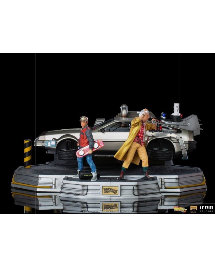 Full Set Deluxe: DeLorean + Marty McFly + Doc Brown Regreso al Futuro II Estatuas 1/10 Art Scale