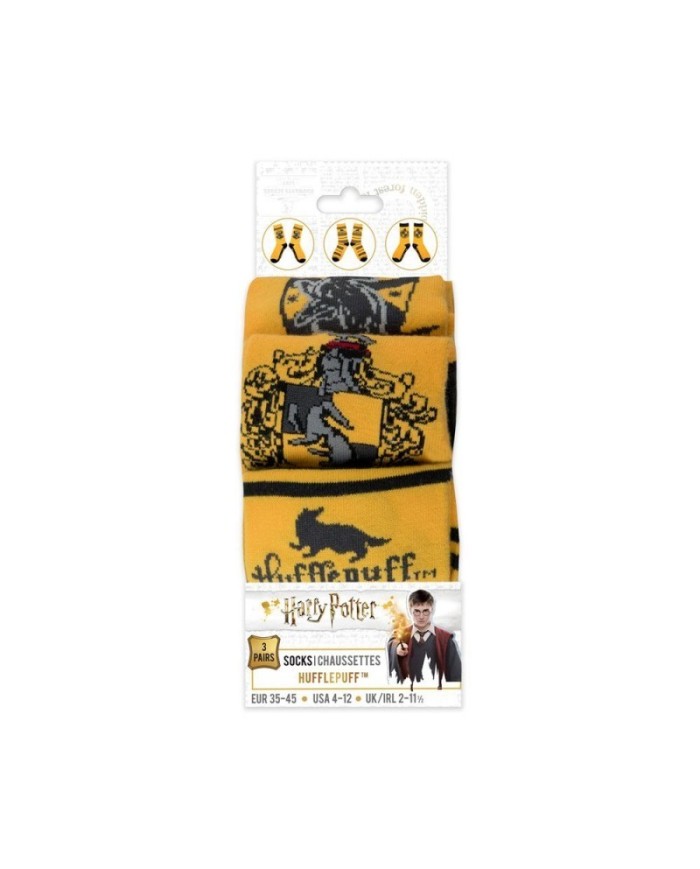 Pack de 3 Pares de calcetines Hufflepuff - Harry Potter