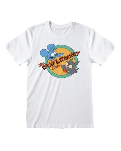 Camiseta Simpsons - Itchy And Scratchy Logo White - Unisex - Talla Adulto TALLA CAMISETA S
