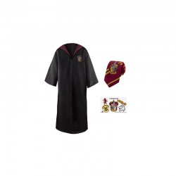 Set de Vestido de Mago Harry Potter, Corbata & Tattoo Gryffindor - Harry Potter - Talla Adulto TALLA CAMISETA M