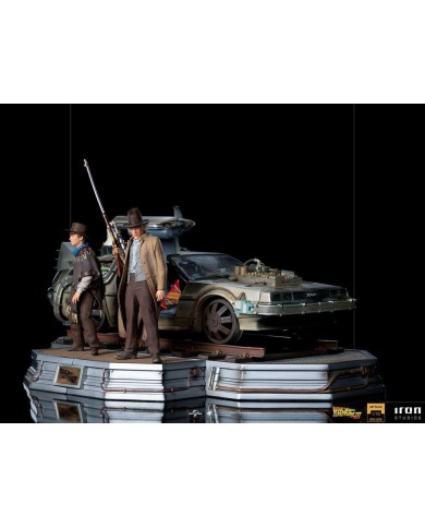 DeLorean Full Set Deluxe Regreso al Futuro III - BDS Art Scale Statue 1/10