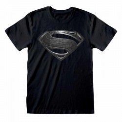 Camiseta Superman Black Logo Justice League - Unisex - Talla Adulto - DC Cómics TALLA CAMISETA S