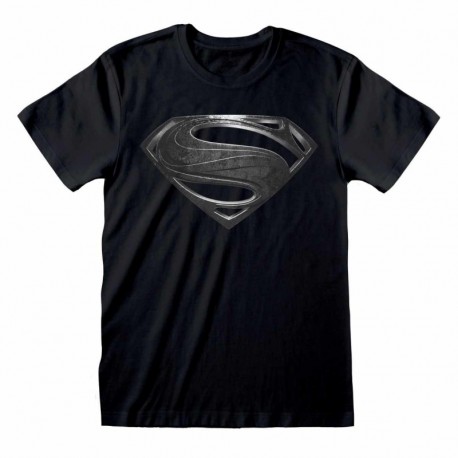 Camiseta Superman Black Logo Justice League - Unisex - Talla Adulto - DC Cómics TALLA CAMISETA L