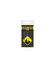 Llavero caucho GAMER AT WORK CAUTION SIGN