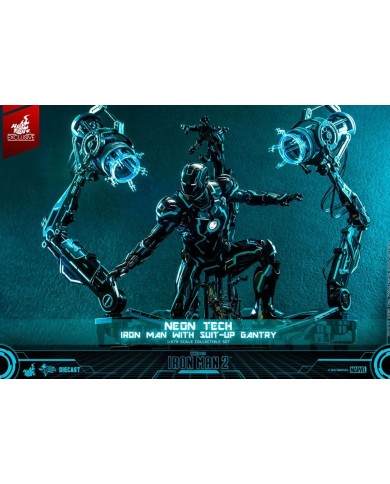 Neon Tech Iron Man with Suit-Up Gantry