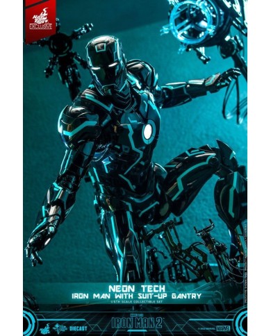 Neon Tech Iron Man with Suit-Up Gantry
