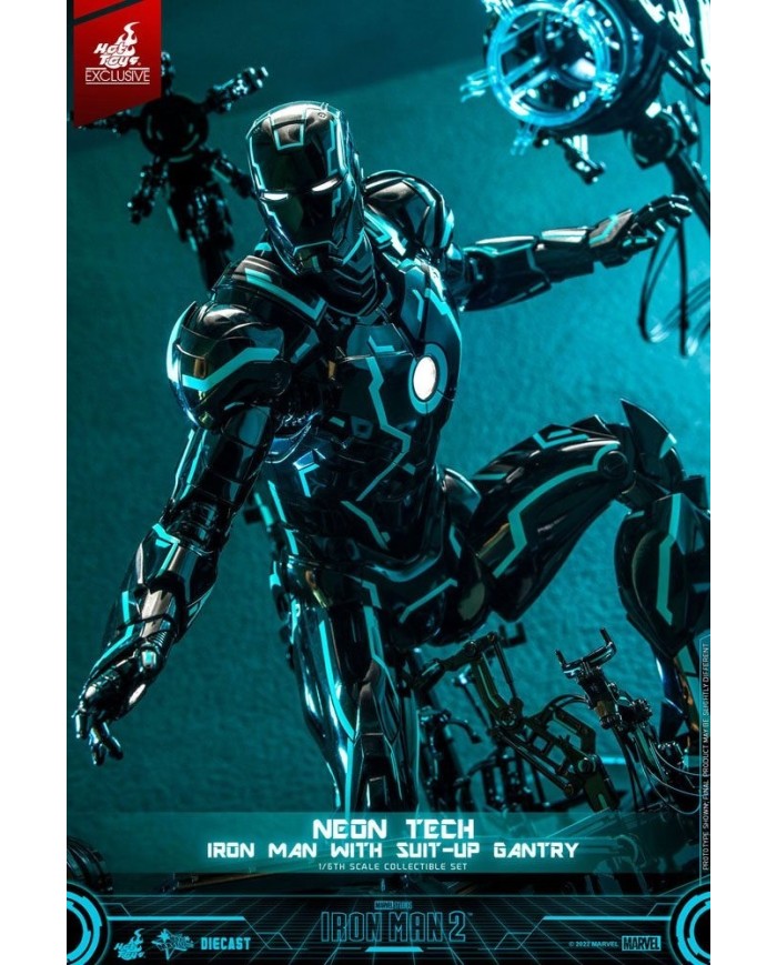 Neon Tech Iron Man with Suit-Up Gantry