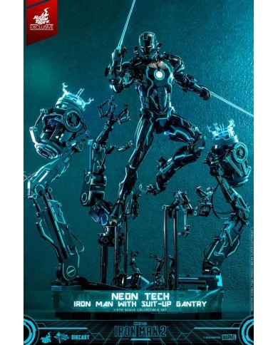 Neon Tech Iron Man with Suit-Up Gantry