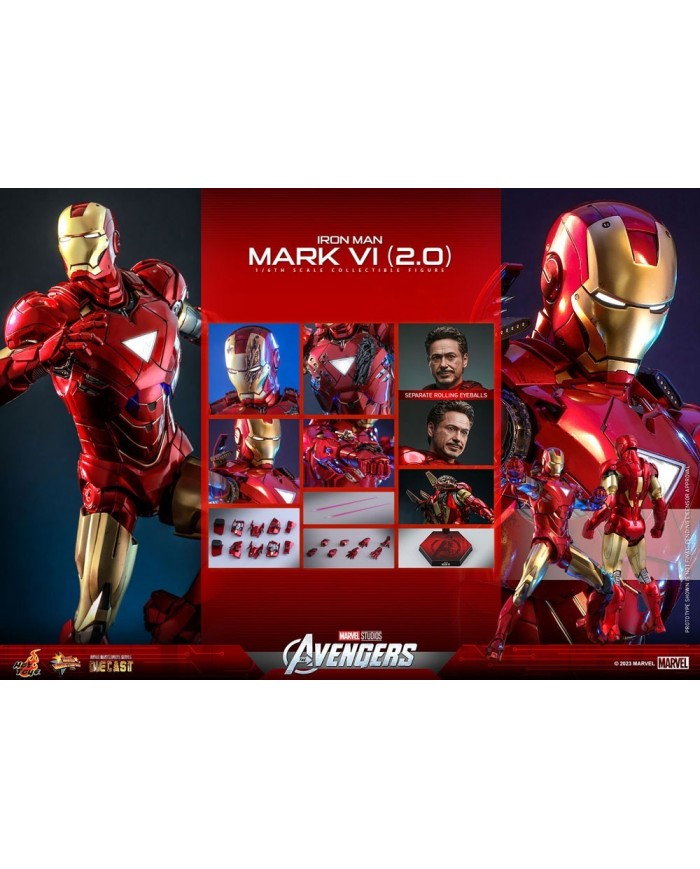 Iron Man Mark VI (2.0) Marvel Los Vengadores Figura Movie Masterpiece Diecast 1/6
