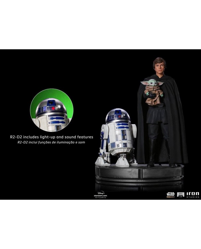 Luke Skywalker, R2-D2 & Grogu Star Wars The Mandalorian Estatua Legacy Replica 1/4