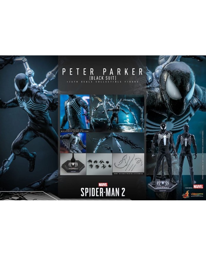 Peter Parker (Black Suit) Spider-Man 2 Figura Video Game Masterpiece 1/6