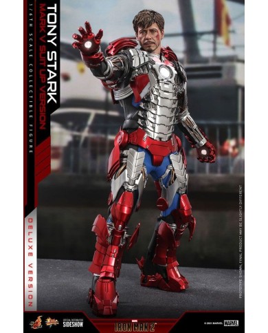 Tony Stark (Mark V Suit Up Version) Deluxe Iron Man 2 Figura Movie Masterpiece 1/6