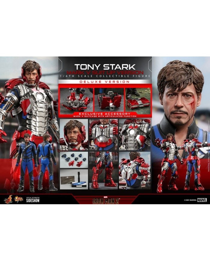 Tony Stark (Mark V Suit Up Version) Deluxe Iron Man 2 Figura Movie Masterpiece 1/6