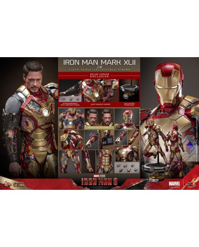Iron Man Mark XLII (2.0) Deluxe Iron Man 3 Figura Movie Masterpiece Diecast 1/6