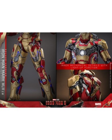 Iron Man Mark XLII (2.0) Deluxe Iron Man 3 Figura Movie Masterpiece Diecast 1/6