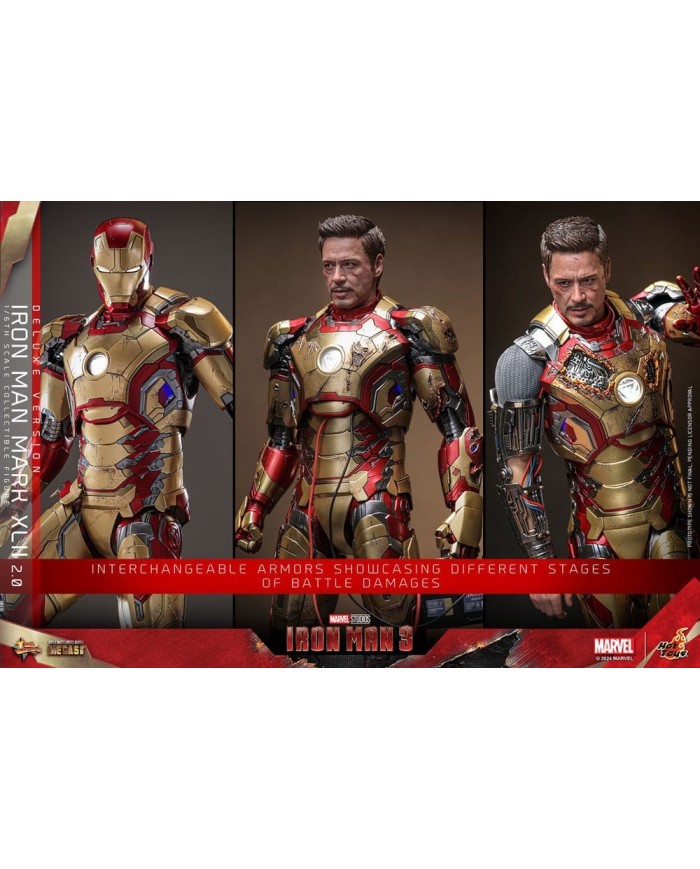 Iron Man Mark XLII (2.0) Deluxe Iron Man 3 Figura Movie Masterpiece Diecast 1/6