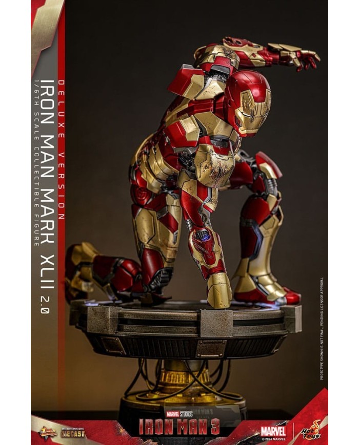 Iron Man Mark XLII (2.0) Deluxe Iron Man 3 Figura Movie Masterpiece Diecast 1/6