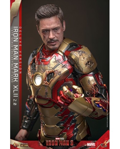 Iron Man Mark XLII (2.0) Deluxe Iron Man 3 Figura Movie Masterpiece Diecast 1/6