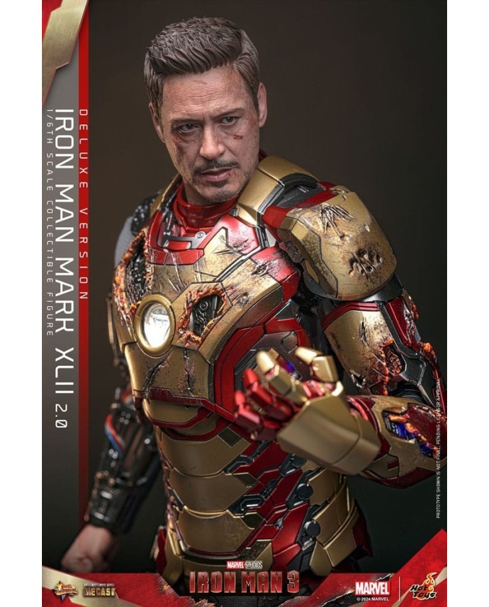 Iron Man Mark XLII (2.0) Deluxe Iron Man 3 Figura Movie Masterpiece Diecast 1/6