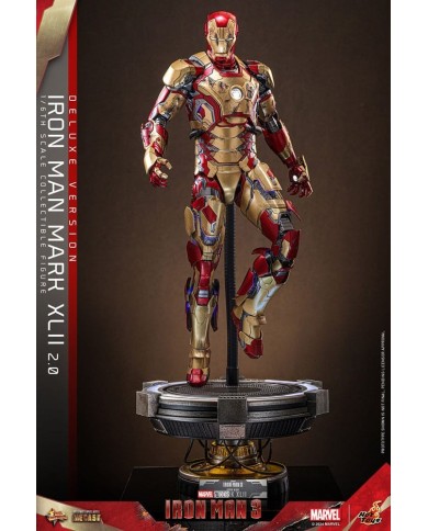 Iron Man Mark XLII (2.0) Deluxe Iron Man 3 Figura Movie Masterpiece Diecast 1/6