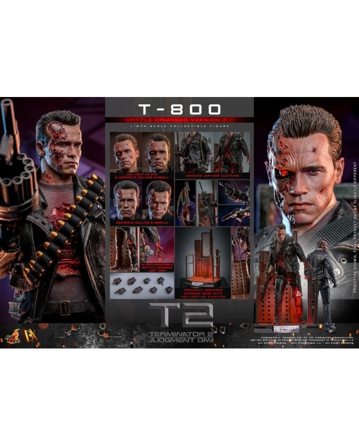 T-800 Battle Damaged Version 2.0 - Terminator 2 Figura 1/6 Movie Masterpiece