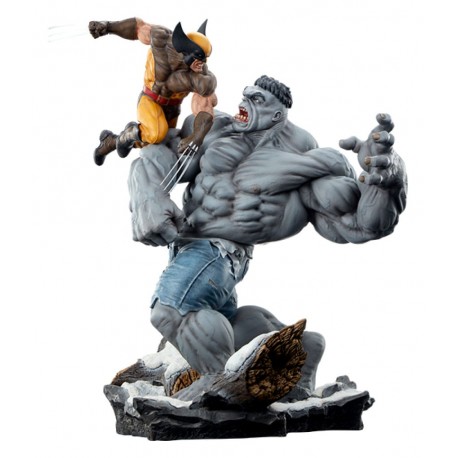 Grey Hulk vs Wolverine Marvel Estatua