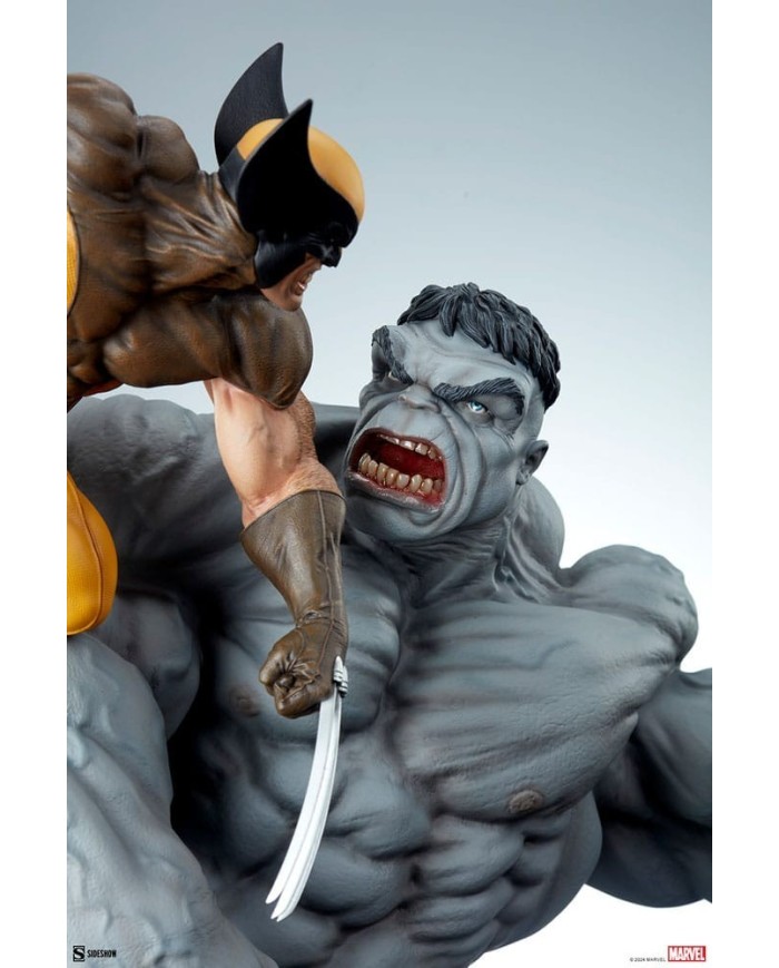 Grey Hulk vs Wolverine Marvel Estatua