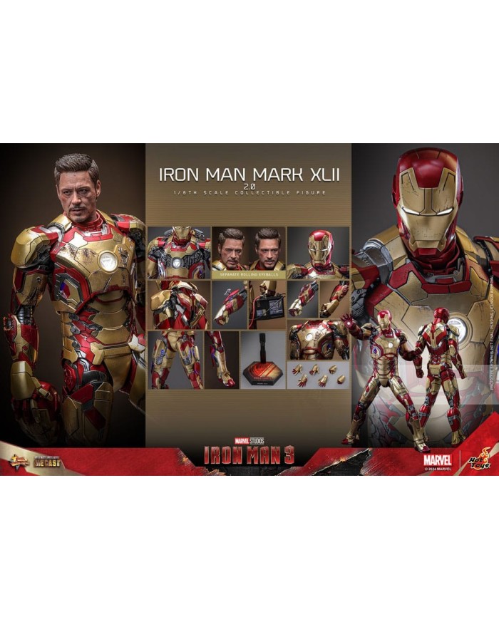 Iron Man Mark XLII (2.0) - Iron Man 3 Figura Movie Masterpiece Diecast 1/6