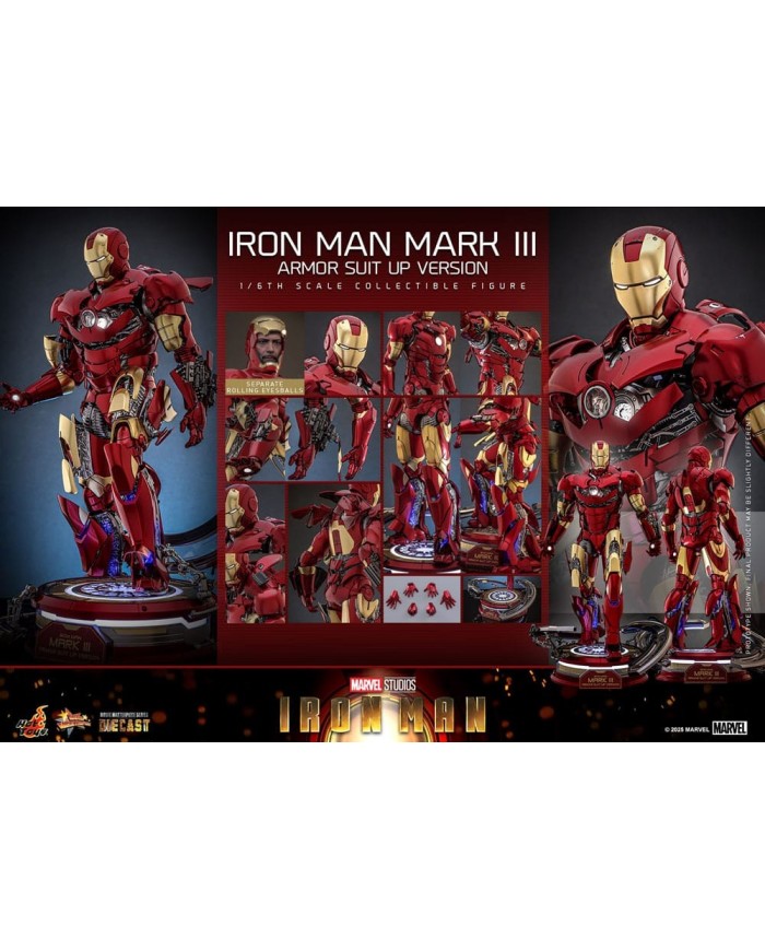 Iron Man Mark III (Armor Suit Up Version) Iron Man Figura Movie Masterpiece Diecast 1/6