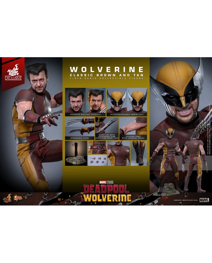 Wolverine (Classic Brown and Tan) Hot Toys Exclusive Deadpool & Wolverine Movie Masterpiece Action Figure 1/6