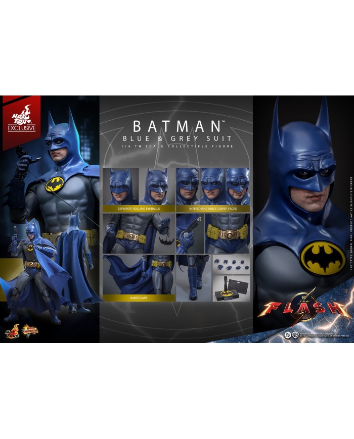 Batman (Blue & Grey Suit) Limited Edition Hot Toys Exclusive The Flash Movie Masterpiece Action Figure 1/6