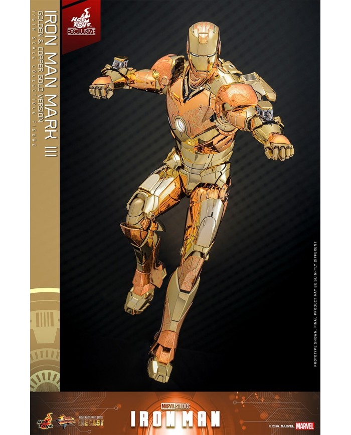Iron Man Mark III (Golden & Copper Gold Version) Hot Toys Exclusive Iron Man Movie Masterpiece Diecast Action Figure 1/6