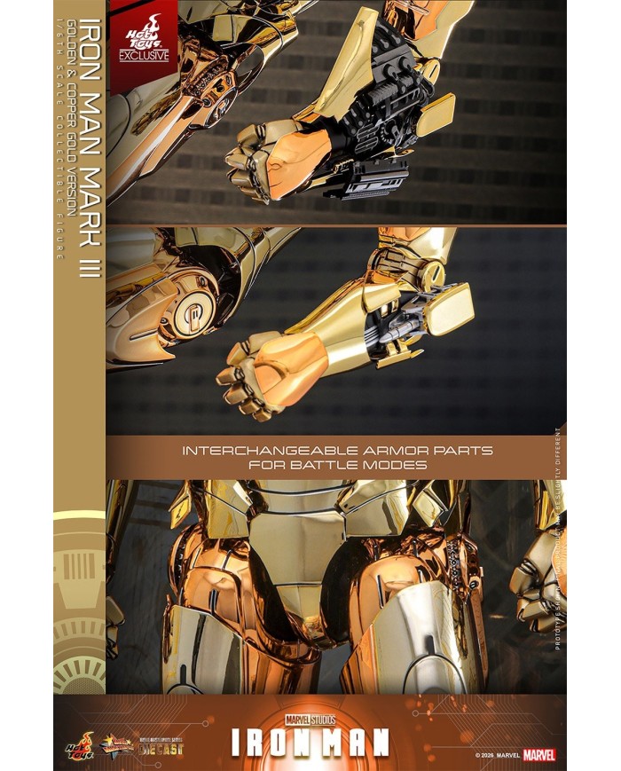 Iron Man Mark III (Golden & Copper Gold Version) Hot Toys Exclusive Iron Man Movie Masterpiece Diecast Action Figure 1/6